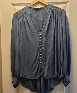 FP Women's Blue Button-Down Top